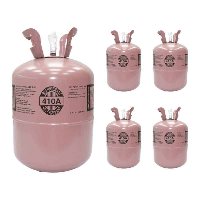 (In Stock) 5 cylinders R410A refrigerant 25 lbs cylinder packaging