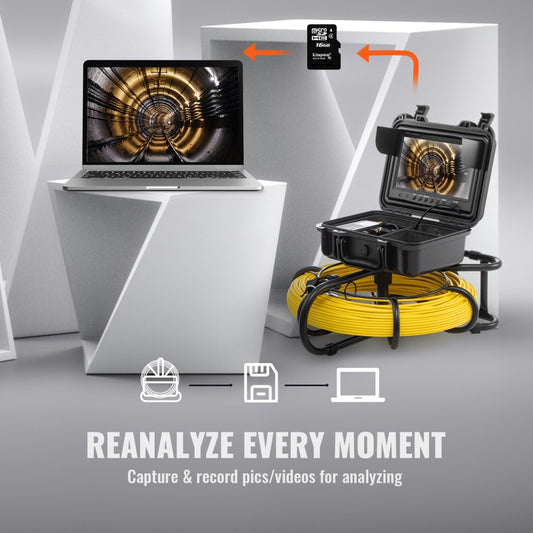 Sewer Camera Pipe Inspection Camera 9-inch 720p Screen Pipe Camera 300 ft