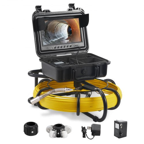 Sewer Camera, 230 ft/70 m, 9" Screen Pipeline Inspection Camera with DVR Function, 12 Adjustable LEDs, 16 GB SD Card, Waterproof IP68 for Sewer Line, Home, Duct Drain Pipe Plumbing