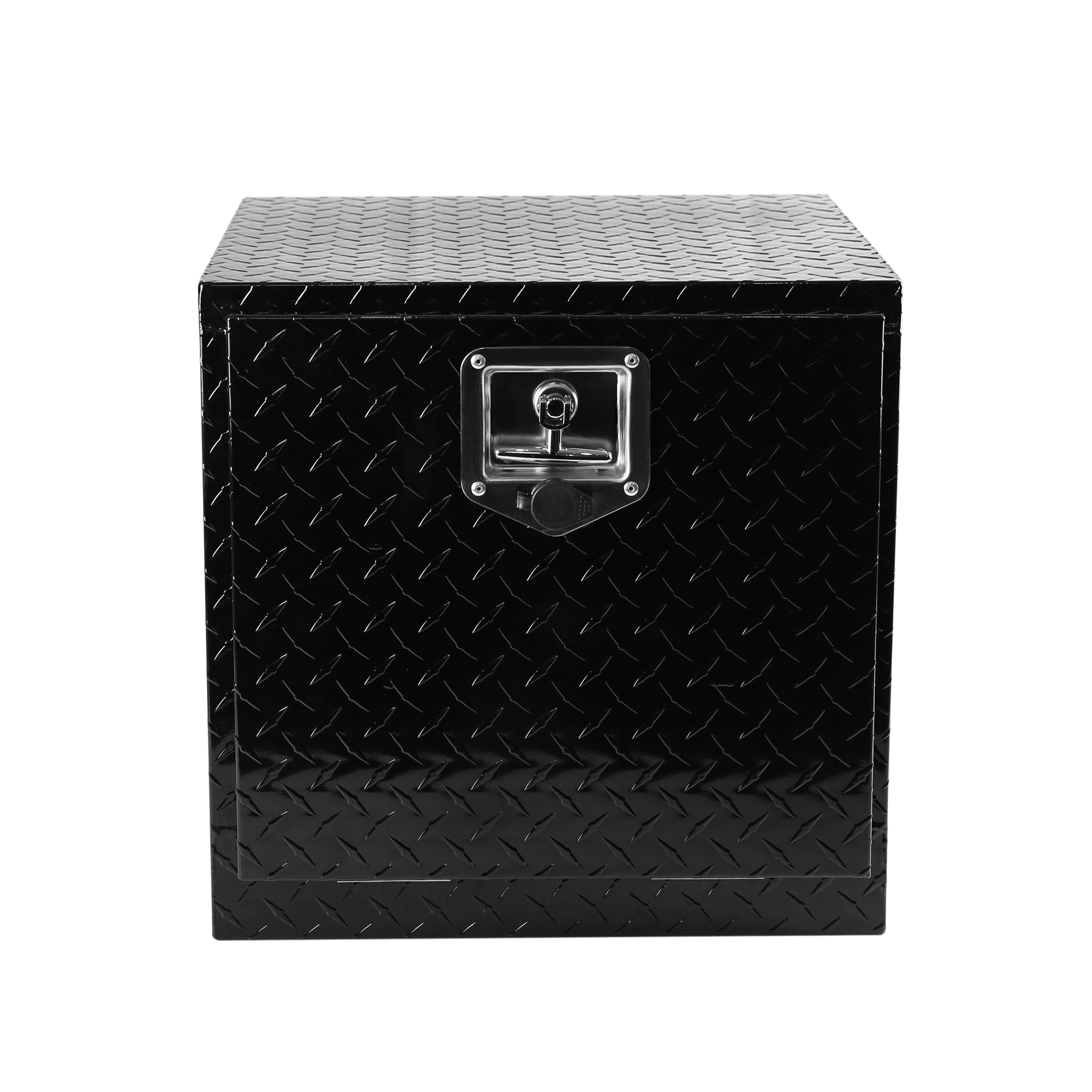 18 Inch Heavy Duty Aluminum Diamond Plate Tool Chassis Box, Waterproof Square Truck Storage Organizer with T-Handle Lock and Key