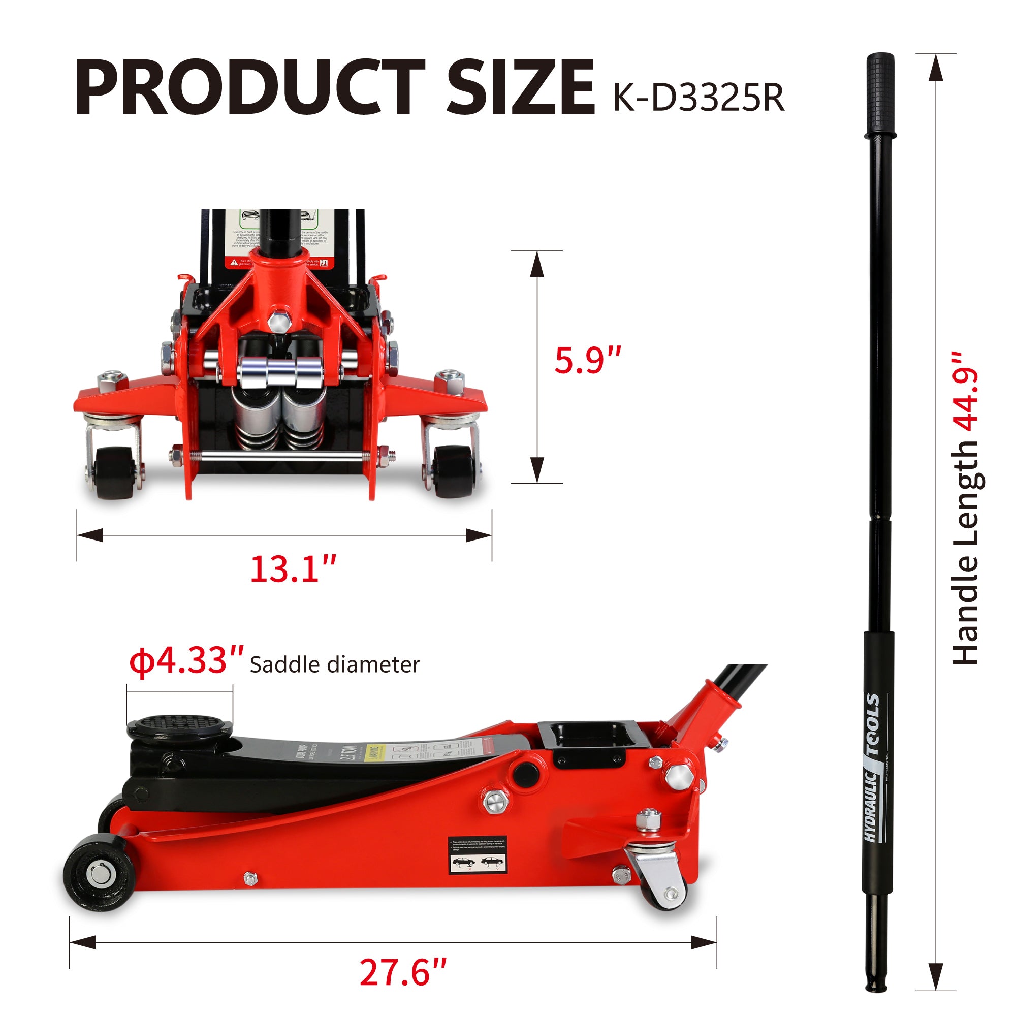 2.5 Ton Low Profile Floor Jack Steel Racing Dual Piston Quick Lift Hydraulic 3.5"-19.5" Lifting Range