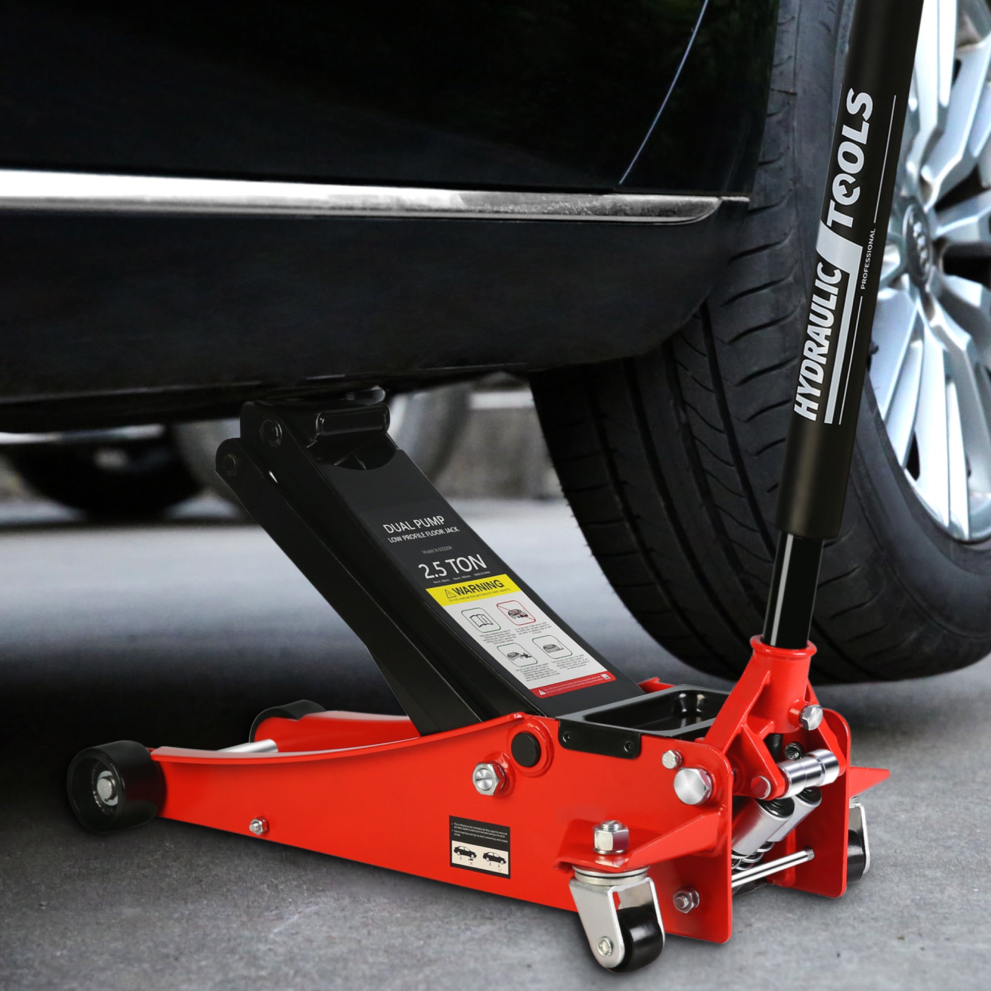 2.5 Ton Low Profile Floor Jack Steel Racing Dual Piston Quick Lift Hydraulic 3.5"-19.5" Lifting Range