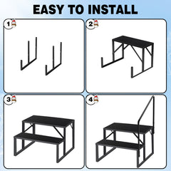 2 Step Ladder with Handrail, Swimming Pool Ladder Above Ground, 660 lb Load Capacity RV Steps with Anti-Slip Panel, Mobile Home Stairs