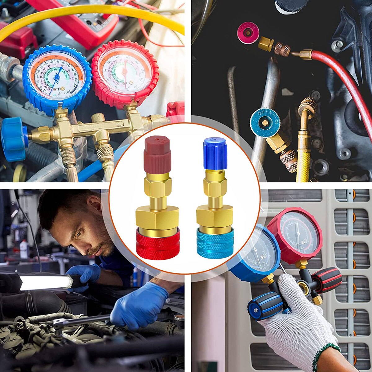 Quick Couplers Connectors Adapters R1234YF to R134A High Low Auto Car Air Conditioning Refrigerant