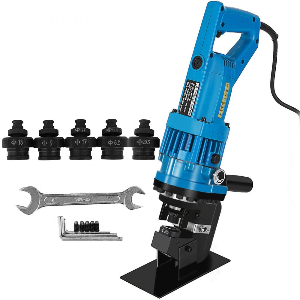 Hydraulic Hole Puncher Cutting Thick 1/4",Electric Hydraulic Hole Punching Tool w/ 5-Dies Set,Hydraulic Metal Hole Puncher w/Manual Oil Return Switch, Hydraulic Hole Punch Machine 900W