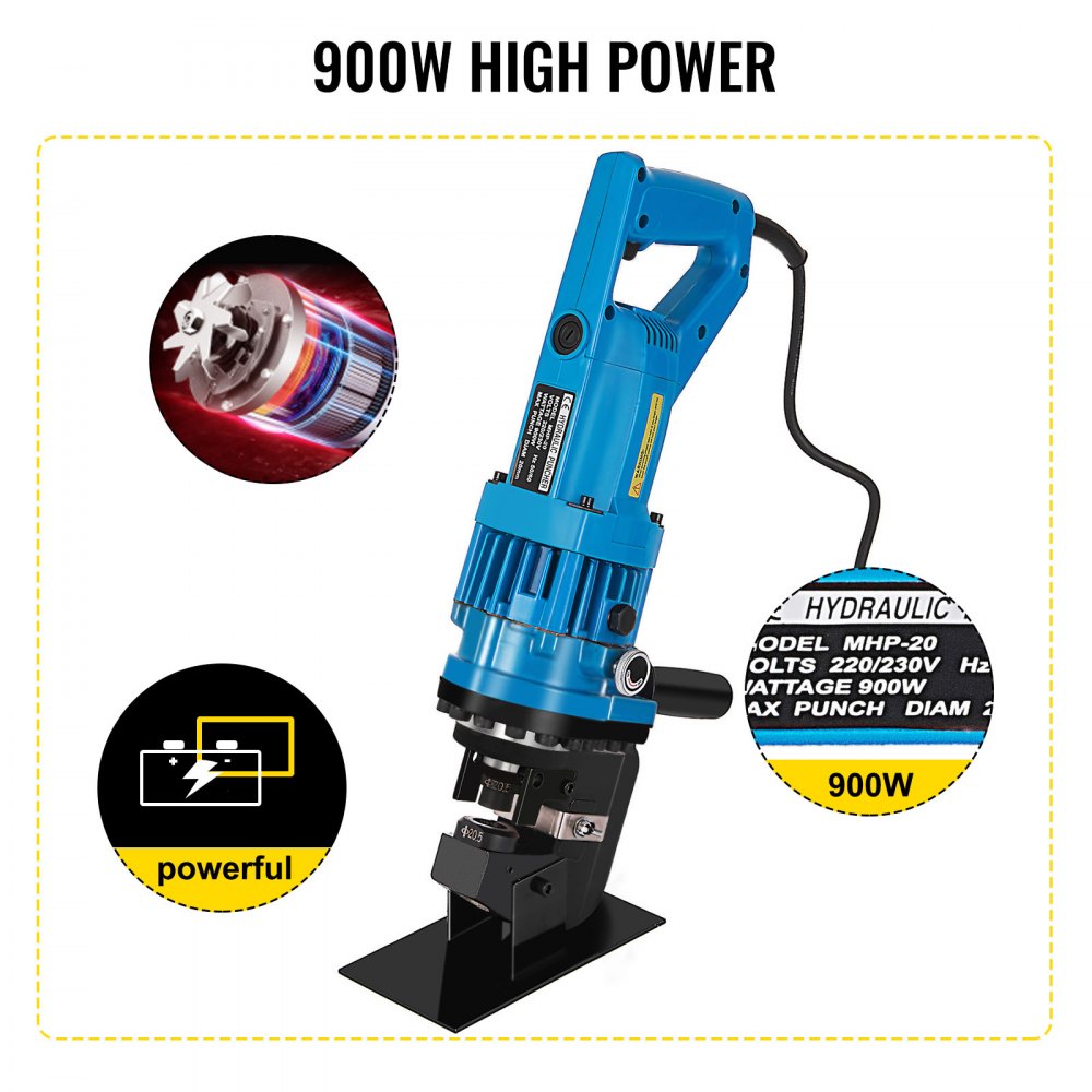Hydraulic Hole Puncher Cutting Thick 1/4",Electric Hydraulic Hole Punching Tool w/ 5-Dies Set,Hydraulic Metal Hole Puncher w/Manual Oil Return Switch, Hydraulic Hole Punch Machine 900W