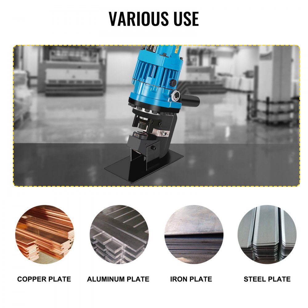 Hydraulic Hole Puncher Cutting Thick 1/4",Electric Hydraulic Hole Punching Tool w/ 5-Dies Set,Hydraulic Metal Hole Puncher w/Manual Oil Return Switch, Hydraulic Hole Punch Machine 900W