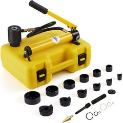 10 Ton Hydraulic Knockout Punch Driver Kit Hole Tool 1/2"-2" with 6 Dies