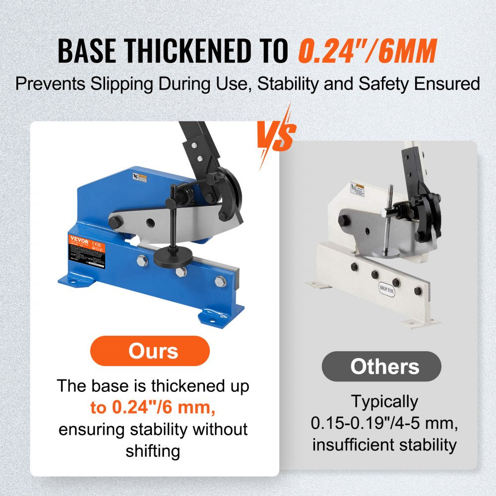 8" Manual Hand Plate Shear for Metal Sheet Processing, HS-8 Benchtop Cutter with Q235 Material, for Crafts Thick Steel Crafting, Heavy Duty Roll Press Machine for Builders, DIY Enthusiasts